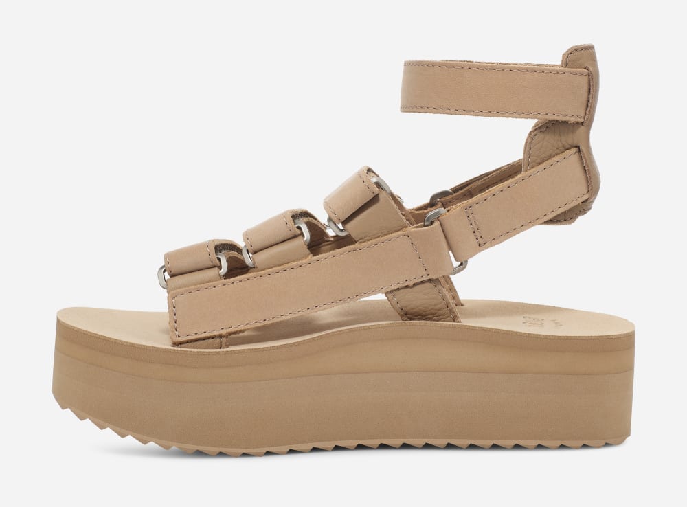 Apricot Teva Flatform Mevia Leather Women's Platform Sandals | Ireland-3810