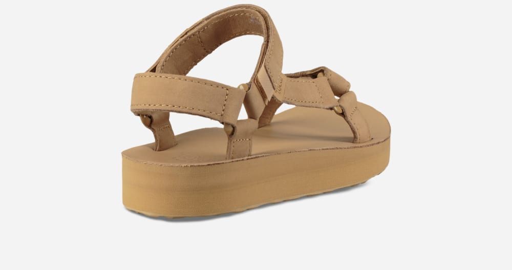 Beige Teva Midform Universal Leather Women's Platform Sandals | Ireland-3758