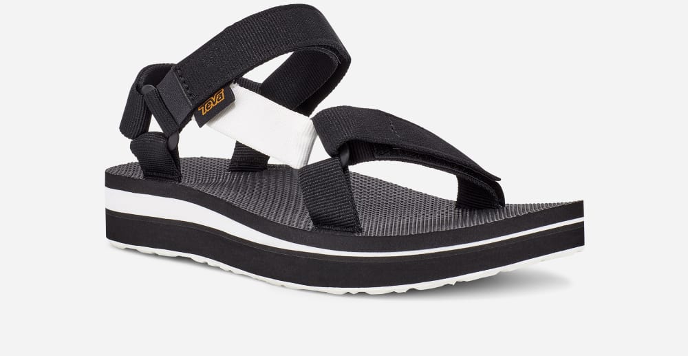 Black / Light White Teva Midform Universal Men's Platform Sandals | Ireland-9162