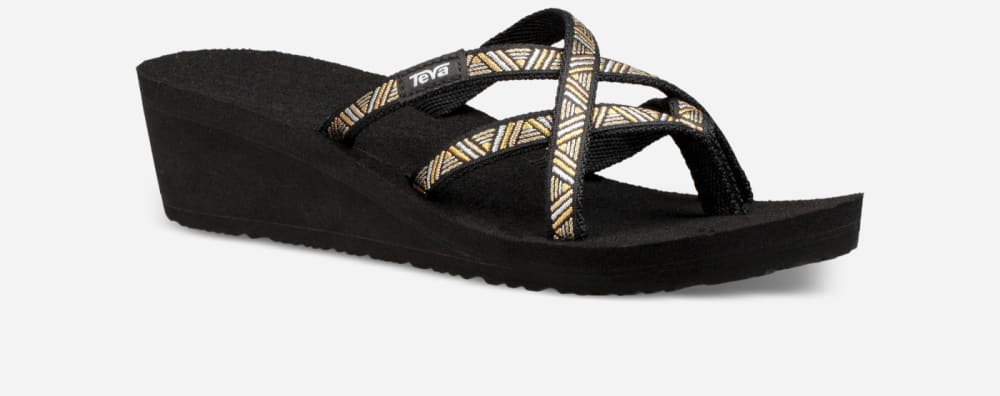 Black Metal Teva Mush Mandalyn Wedge Ola 2 Women's Flip Flops | Ireland-4097