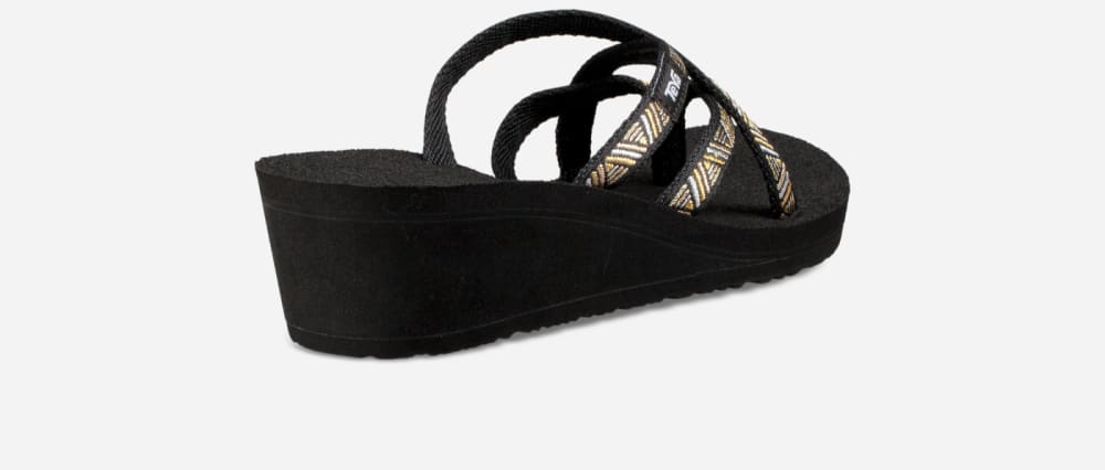 Black Metal Teva Mush Mandalyn Wedge Ola 2 Women's Flip Flops | Ireland-4097