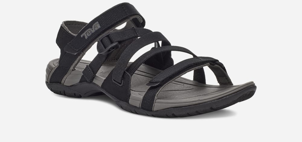 Black Teva Ascona Sport WEB Women's Sandals | Ireland-6490