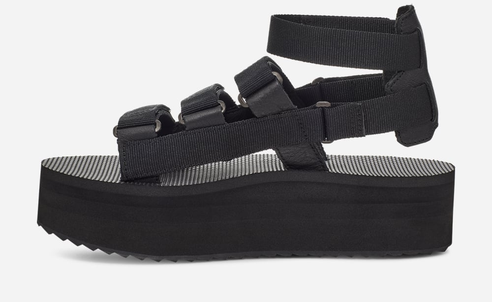 Black Teva Flatform Mevia Men's Platform Sandals | Ireland-4257