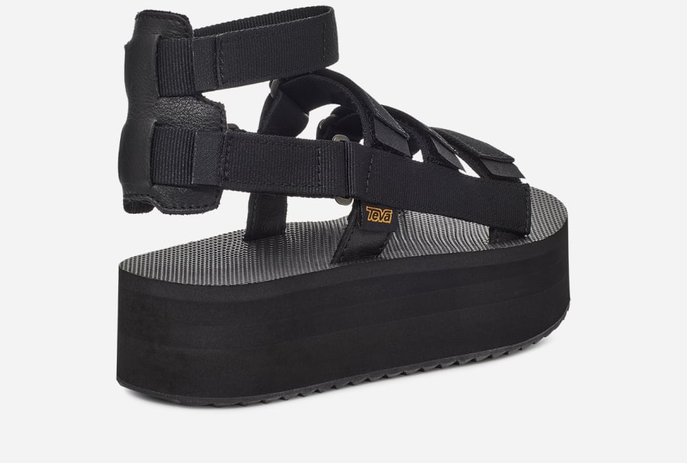 Black Teva Flatform Mevia Men's Platform Sandals | Ireland-4257