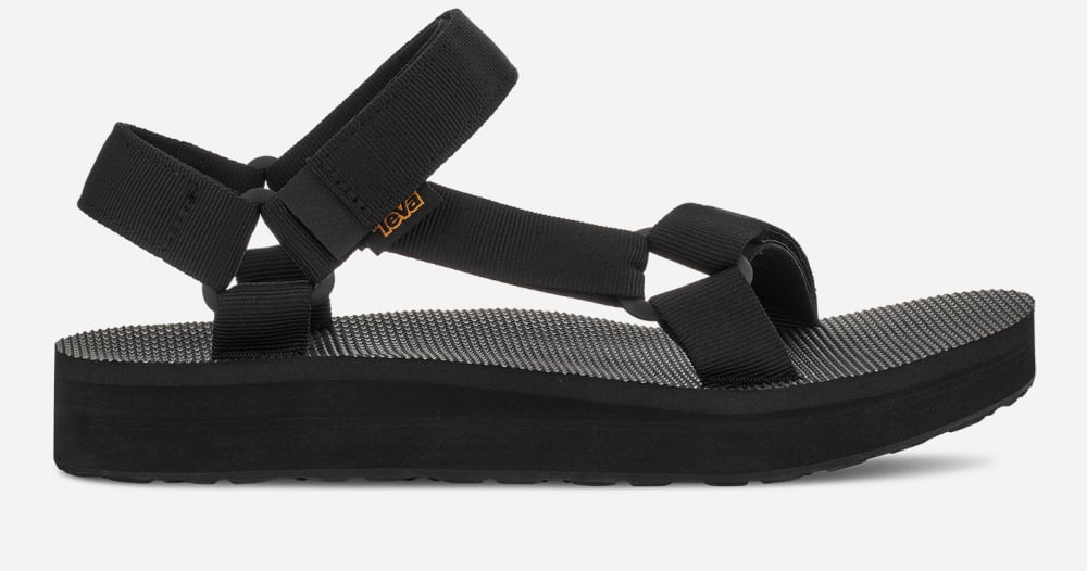 Black Teva Mid Universal Men\'s Platform Sandals | Ireland-4162