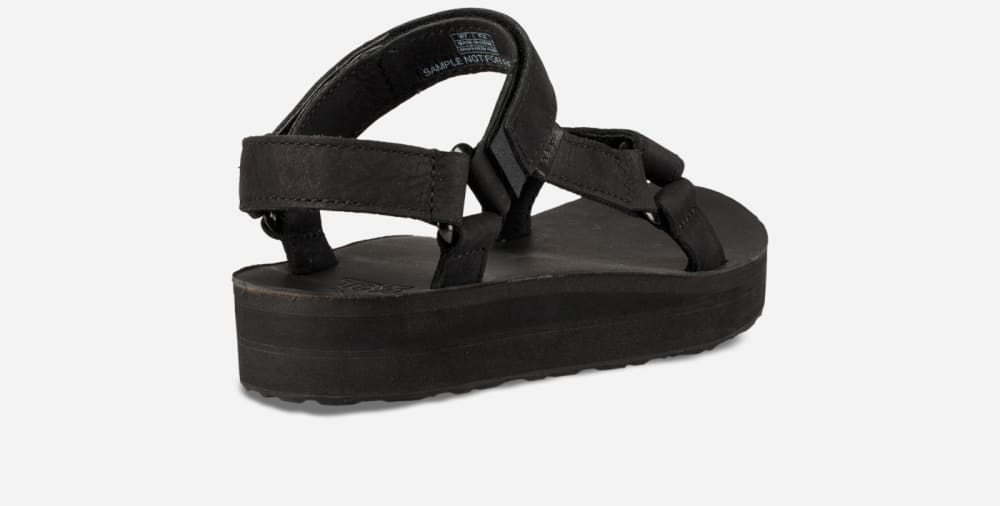 Black Teva Midform Universal Leather Men's Platform Sandals | Ireland-1263