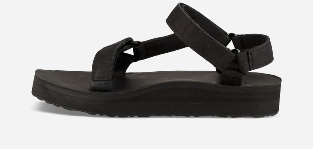 Black Teva Midform Universal Leather Women's Platform Sandals | Ireland-0923