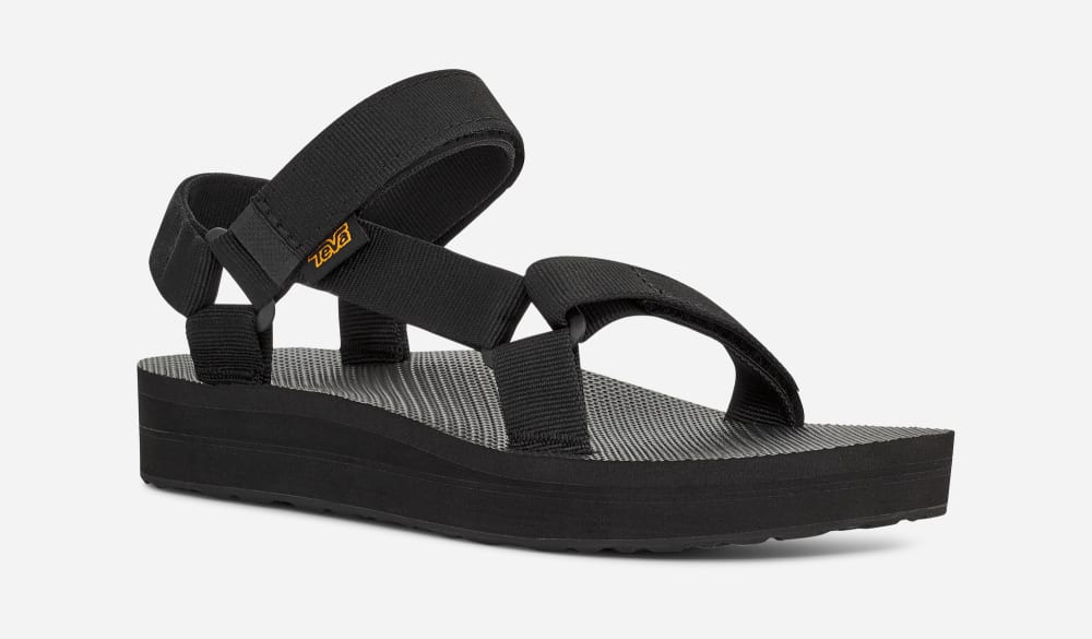 Black Teva Midform Universal Men's Platform Sandals | Ireland-3198