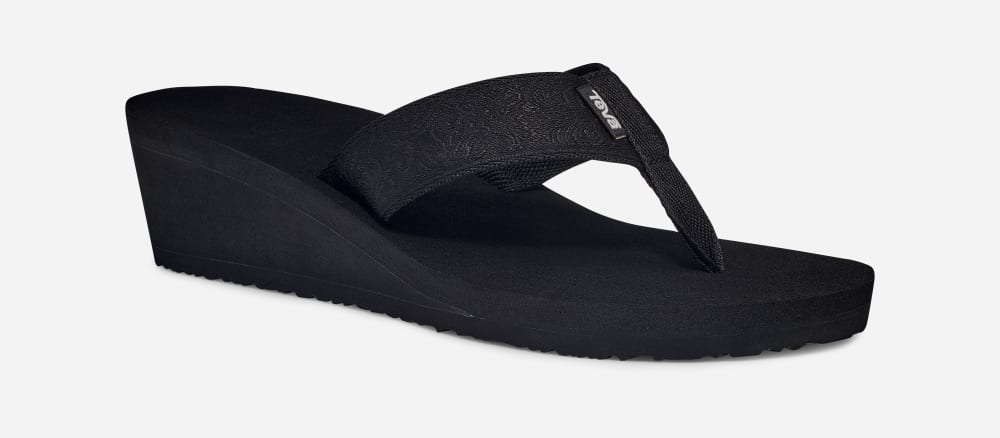 Black Teva Mush Mandalyn Wedge 2 Women's Flip Flops | Ireland-0124