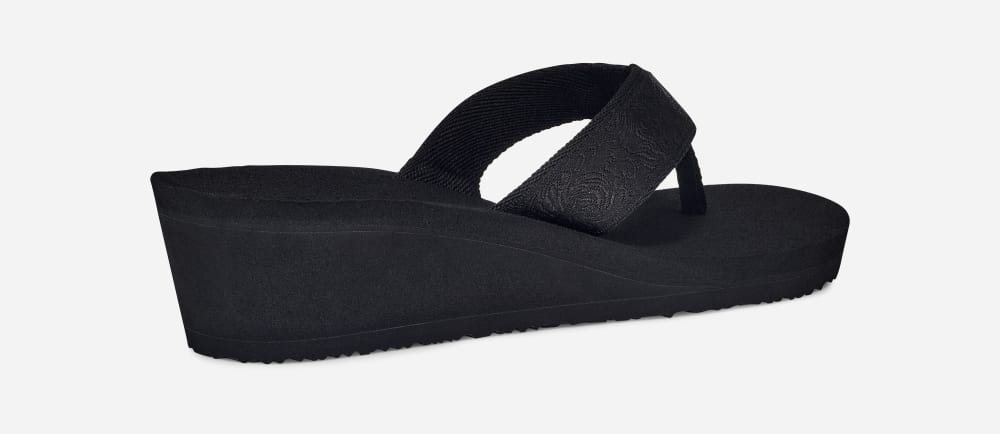 Black Teva Mush Mandalyn Wedge 2 Women's Flip Flops | Ireland-0124