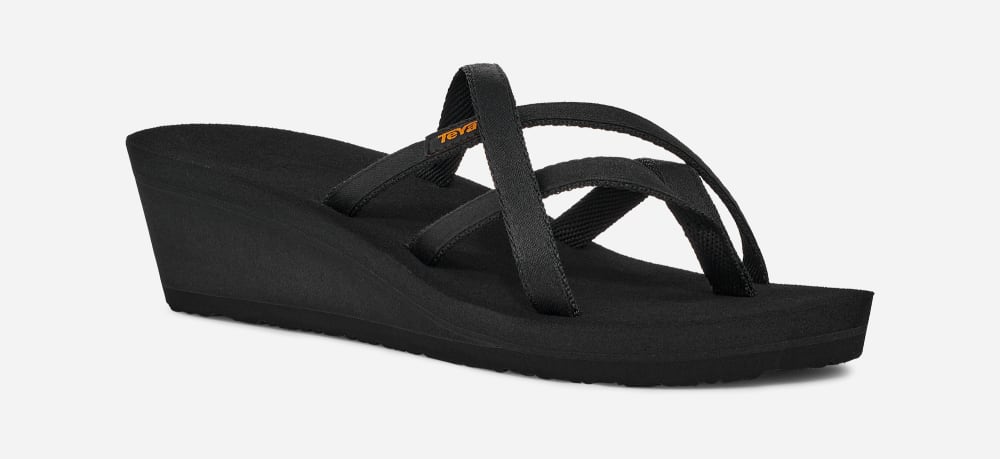 Black Teva Mush Mandalyn Wedge Ola 2 Women's Flip Flops | Ireland-9065