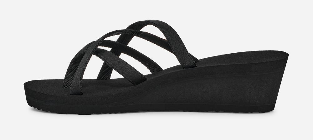 Black Teva Mush Mandalyn Wedge Ola 2 Women's Flip Flops | Ireland-9065