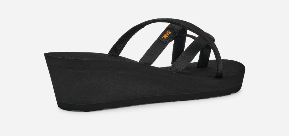 Black Teva Mush Mandalyn Wedge Ola 2 Women's Flip Flops | Ireland-9065