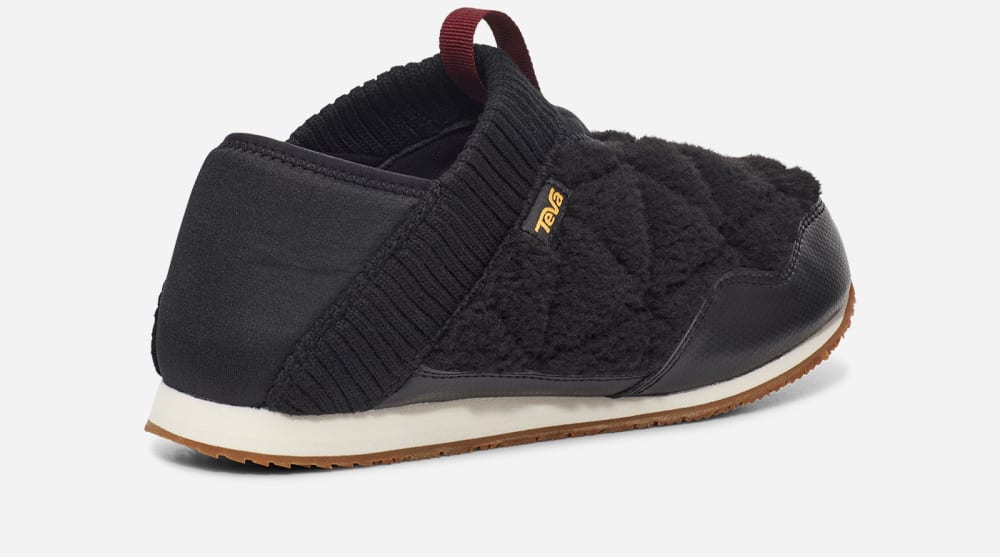 Black Teva ReEMBER FLEECE Men's Slip Ons | Ireland-4921