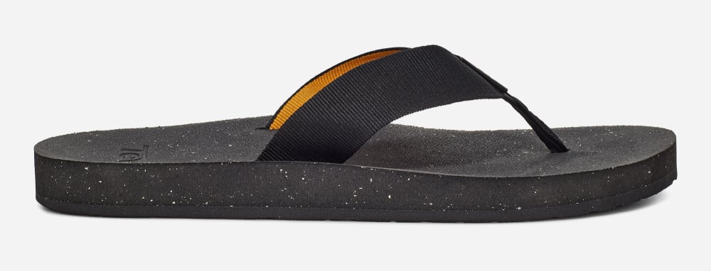 Black Teva Reflip Men's Flip Flops | Ireland-2153