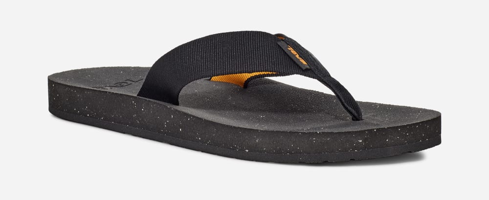 Black Teva Reflip Men's Flip Flops | Ireland-2153