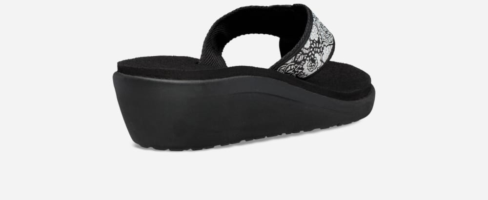 Black / White / Silver Teva Voya Wedge Women's Flip Flops | Ireland-6834