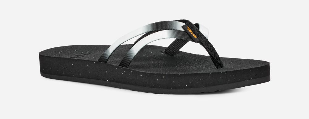 Black / White Teva Reflip Strappy Gradiate Women's Flip Flops | Ireland-5946