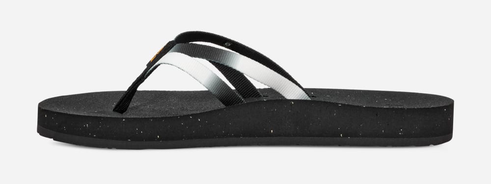 Black / White Teva Reflip Strappy Gradiate Women's Flip Flops | Ireland-5946