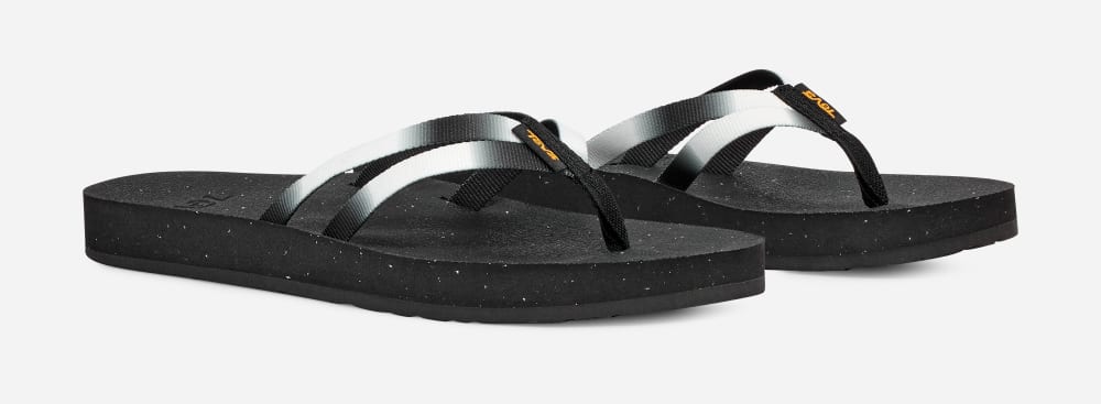 Black / White Teva Reflip Strappy Gradiate Women's Flip Flops | Ireland-5946