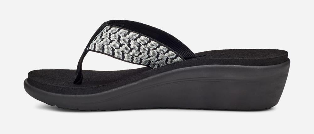 Black / White Teva Voya Wedge Women's Flip Flops | Ireland-9804