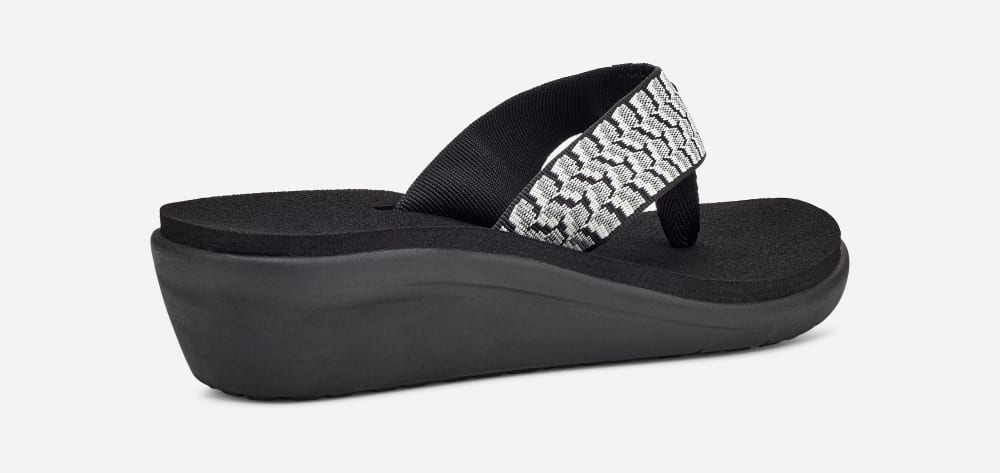 Black / White Teva Voya Wedge Women's Flip Flops | Ireland-9804