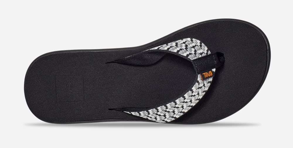 Black / White Teva Voya Wedge Women's Flip Flops | Ireland-9804