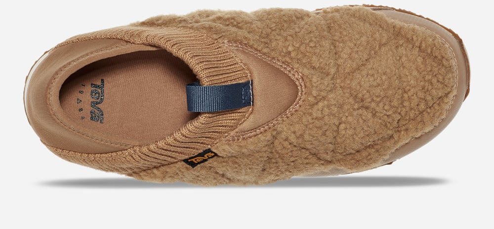 Brown Teva ReEMBER FLEECE Men's Slip Ons | Ireland-5980