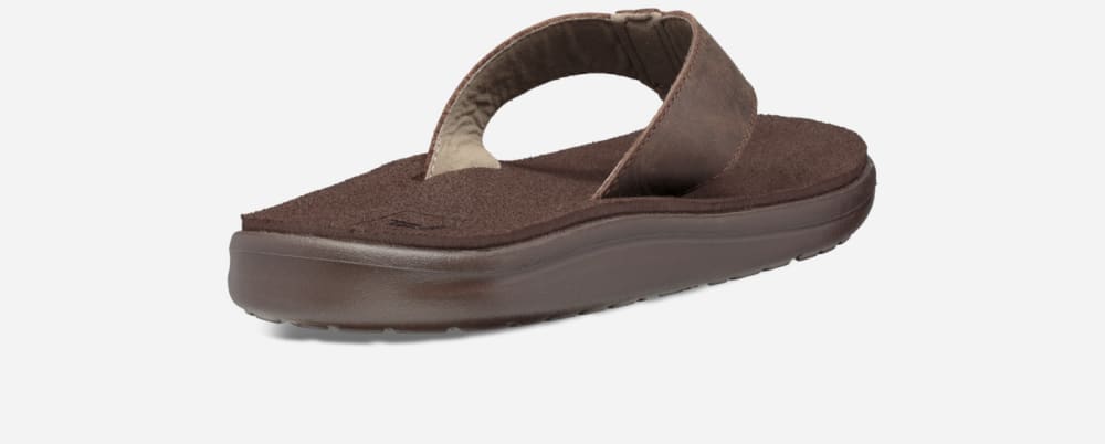 Chocolate Brown Teva Voya Leather Men's Flip Flops | Ireland-2087