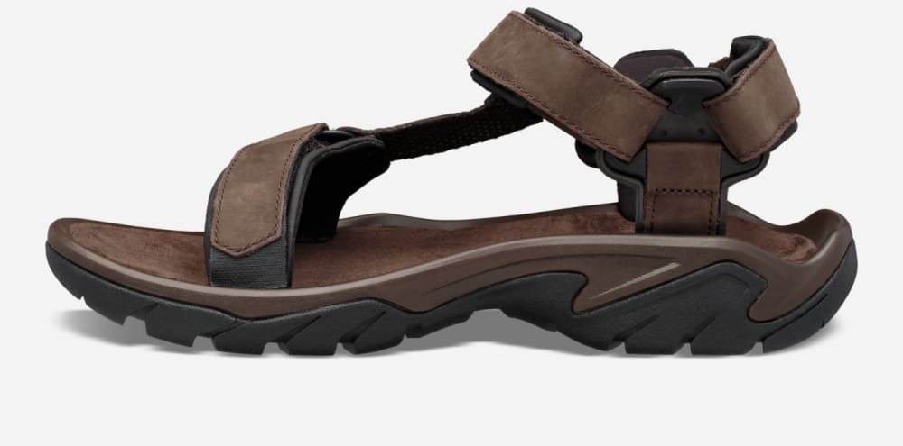 Coffee Teva Terra Fi 5 Universal Leather Women's Hiking Sandals | Ireland-6531