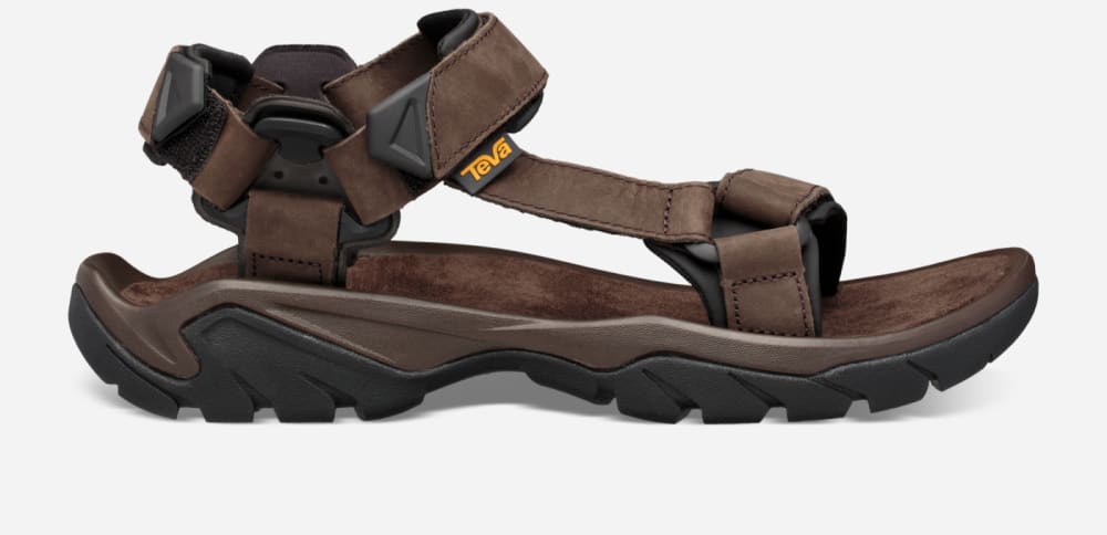 Coffee Teva Terra Fi 5 Universal Leather Men\'s Hiking Sandals | Ireland-9537