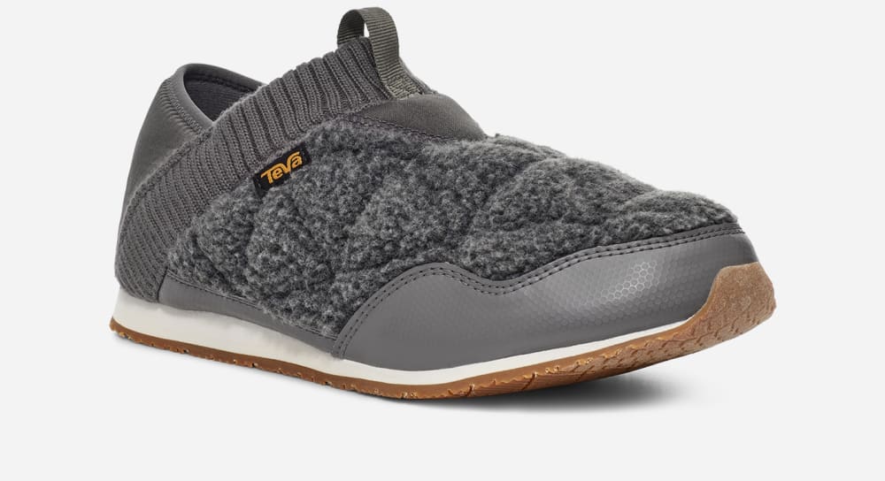 Dark Grey Teva ReEMBER FLEECE Men's Slip Ons | Ireland-5216