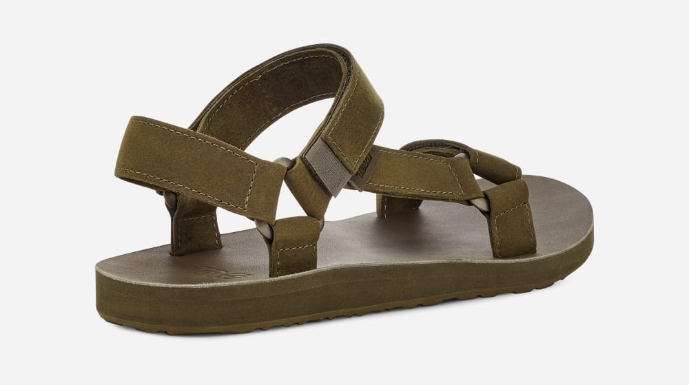 Dark Olive Teva Original Universal Full Grain Men's Sandals | Ireland-8476