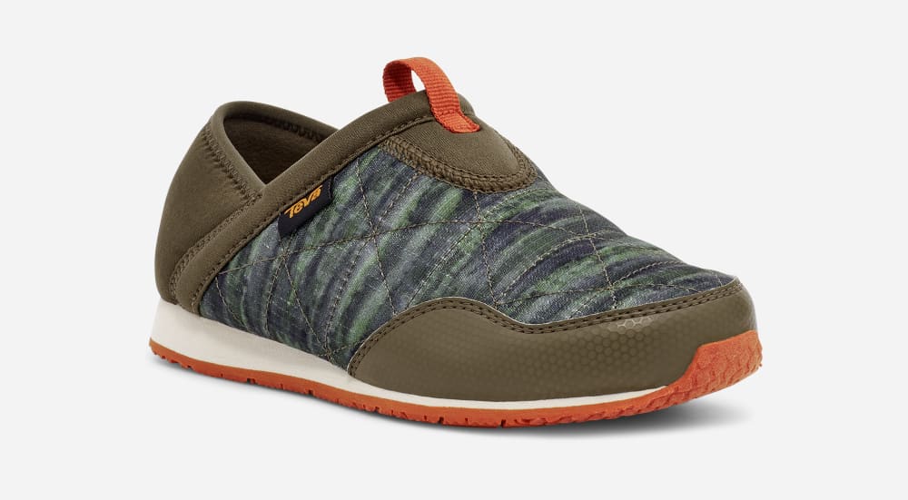 Dark Olive Teva ReEMBER TIE-DYE Kids' Slip Ons | Ireland-3721