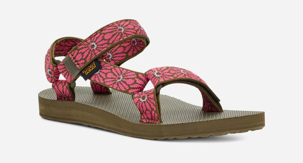 Flower Dark Olive Fuchsia Teva Original Universal Women's Sandals | Ireland-6782