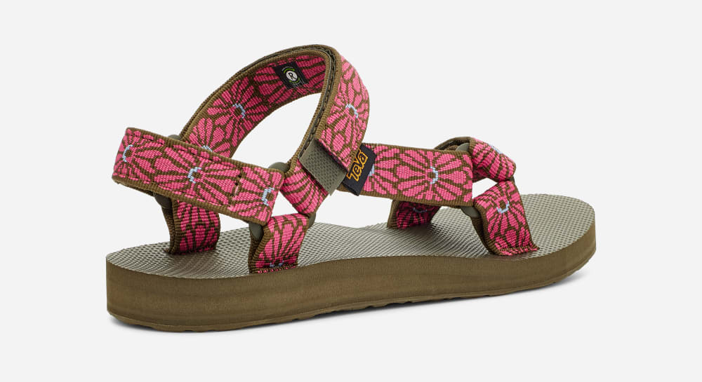 Flower Dark Olive Fuchsia Teva Original Universal Women's Sandals | Ireland-6782