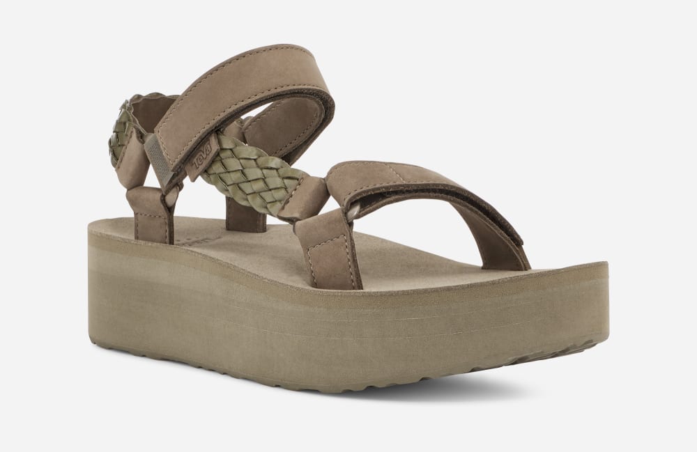 Olive Teva Flatform Universal Interweave Women's Platform Sandals | Ireland-8573