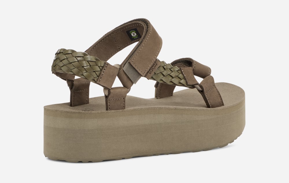 Olive Teva Flatform Universal Interweave Women's Platform Sandals | Ireland-8573