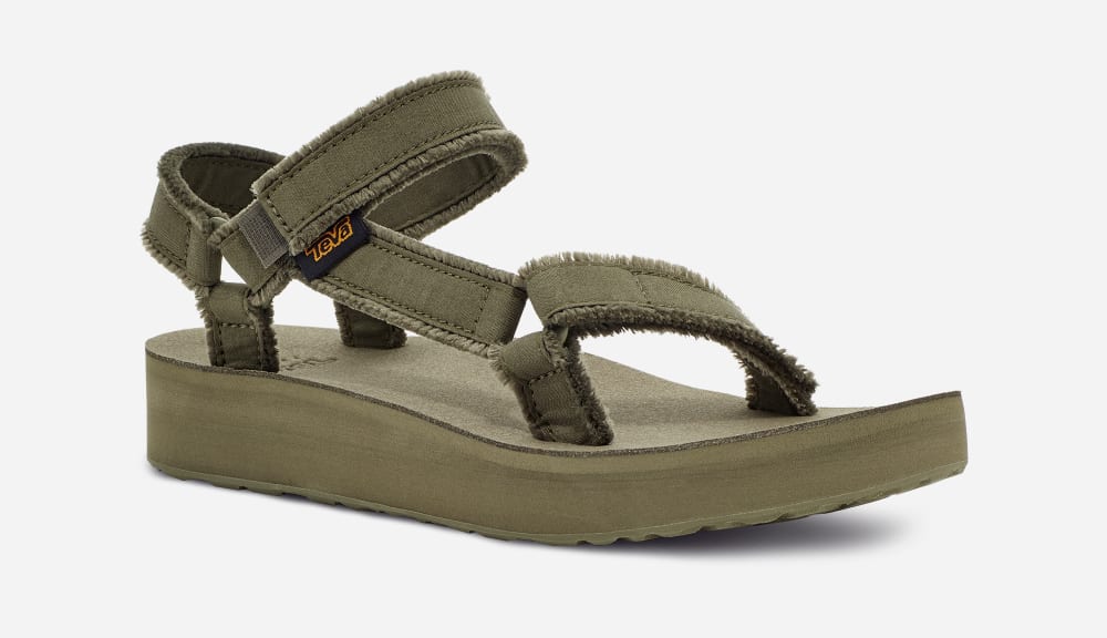 Olive Teva Midform Universal Canvas Men's Platform Sandals | Ireland-3470