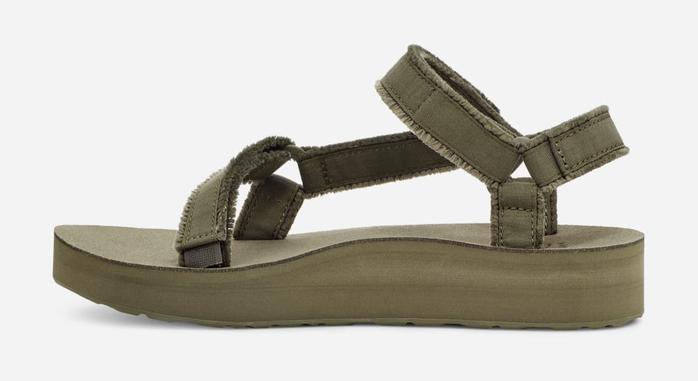 Olive Teva Midform Universal Canvas Men's Platform Sandals | Ireland-3470