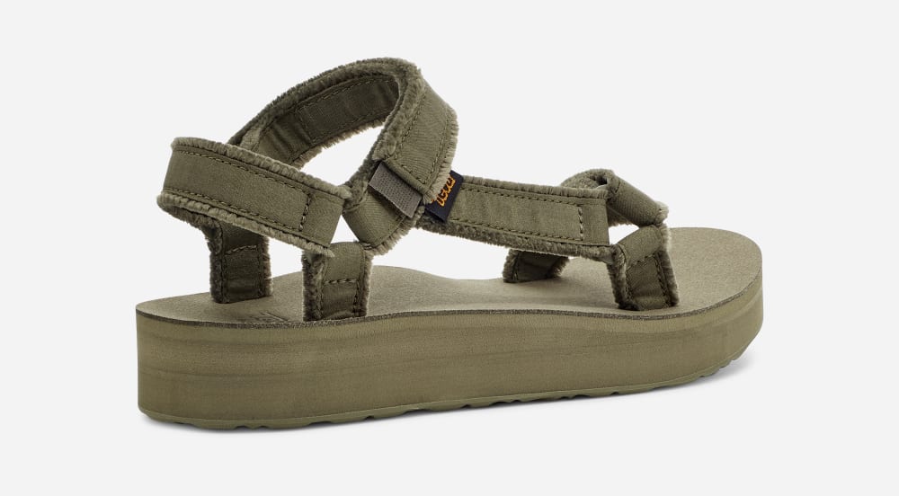 Olive Teva Midform Universal Canvas Men's Platform Sandals | Ireland-3470