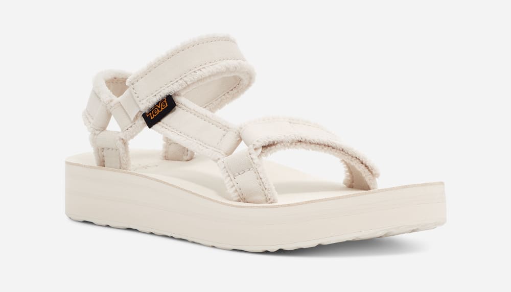 White Teva Midform Universal Canvas Men's Platform Sandals | Ireland-8963