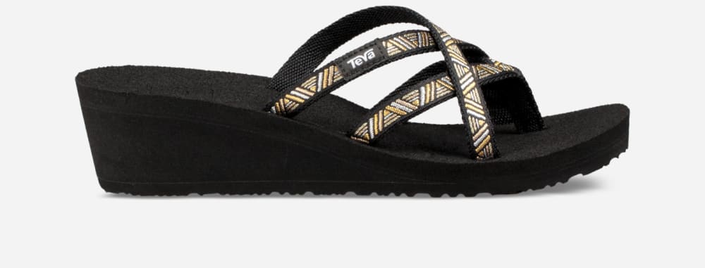 Black Metal Teva Mush Mandalyn Wedge Ola 2 Women's Flip Flops | Ireland-4097