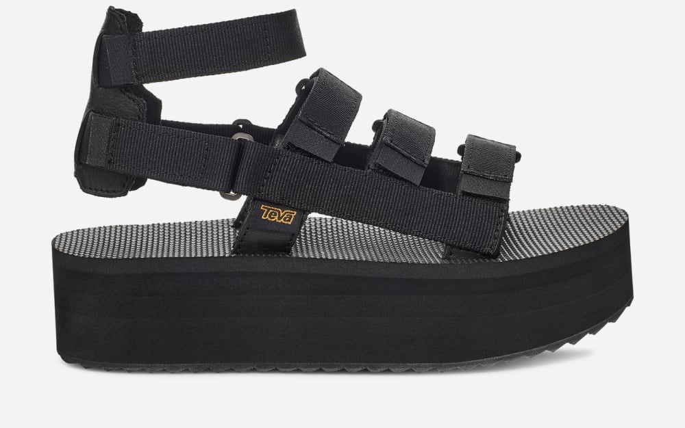 Black Teva Flatform Mevia Men's Platform Sandals | Ireland-4257