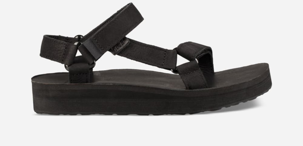 Black Teva Midform Universal Leather Women's Platform Sandals | Ireland-0923