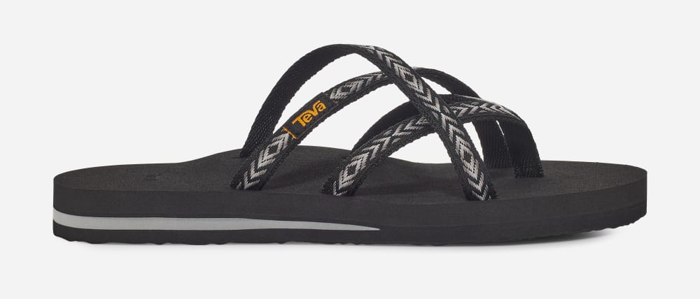 Black Teva Olowahu Women's Flip Flops | Ireland-1243