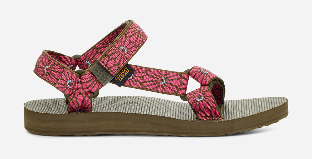 Flower Dark Olive Fuchsia Teva Original Universal Women's Sandals | Ireland-6782