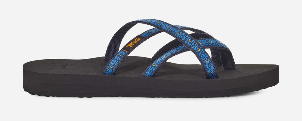 Flower Navy Teva Olowahu Women's Flip Flops | Ireland-3761