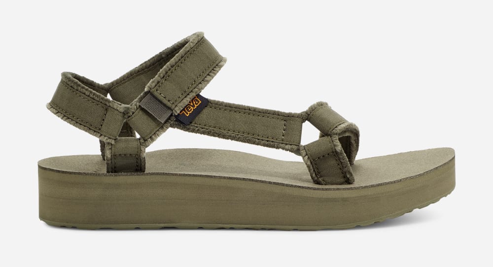 Olive Teva Midform Universal Canvas Women's Platform Sandals | Ireland-2705